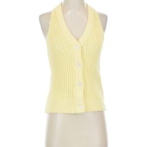Madewell Light Butter Yellow Cotton V-Neck Sweater Vest